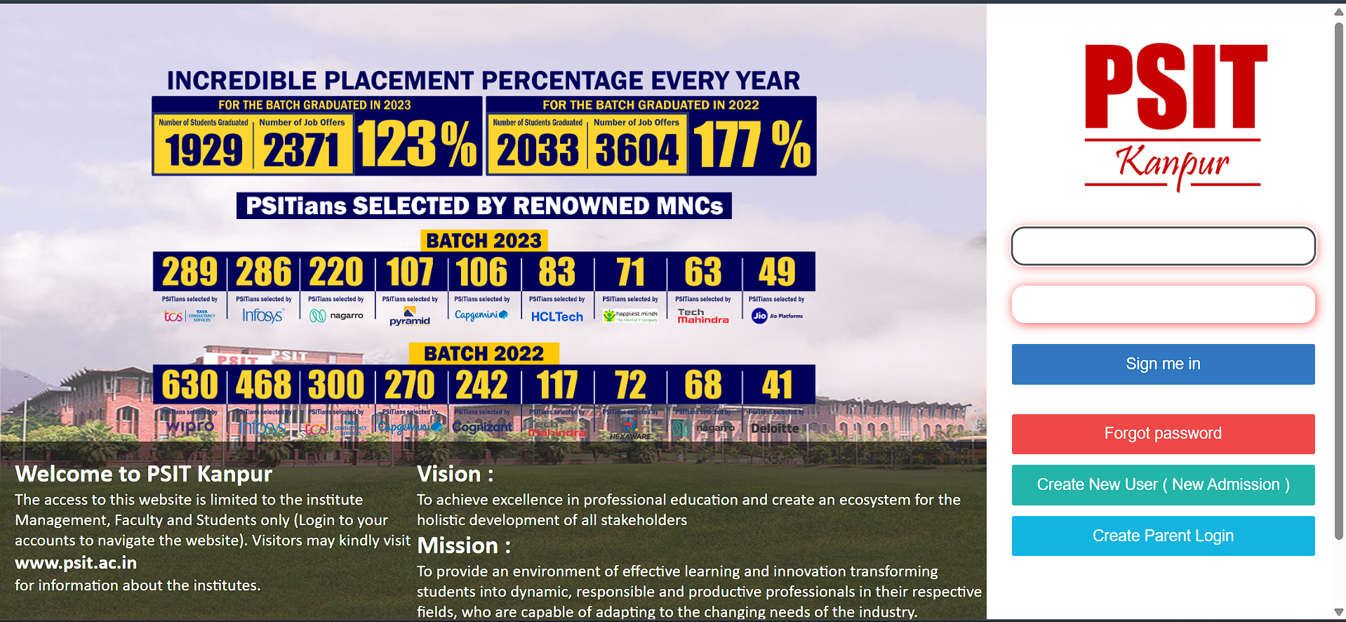 College Login Page