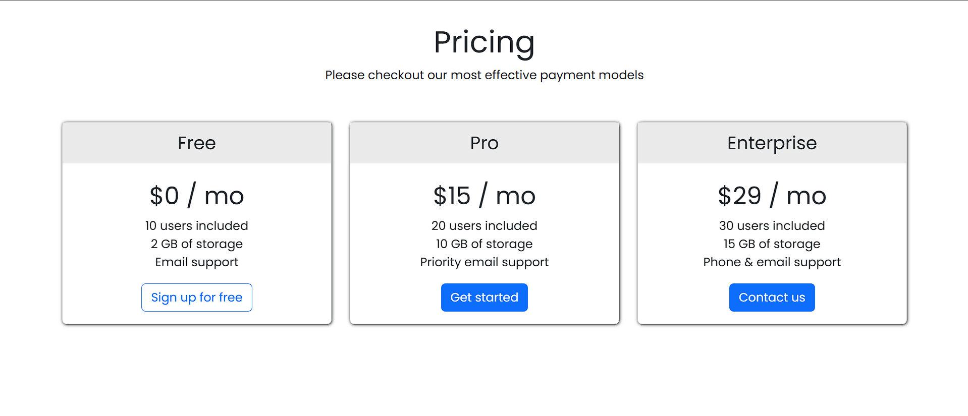 Pricing Page UI